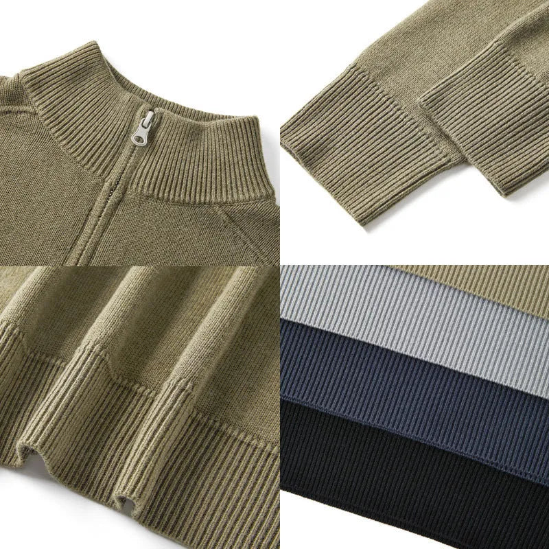 Men's slim fit thickened wool pullover sweater in various colours showing front view