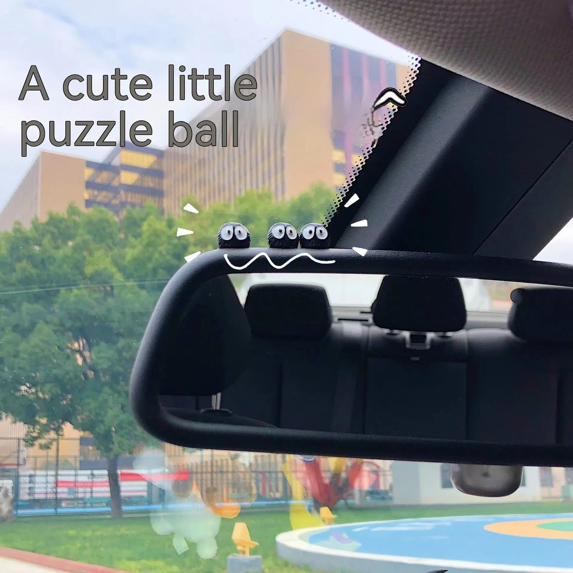 Black resin cartoon briquette car ornament with small coal pieces for dashboard decoration
