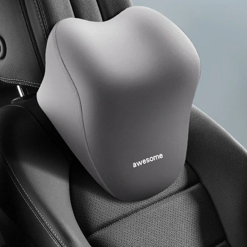 Automotive headrest lumbar support pillow set with memory foam filler in Y-black colour option for car seat