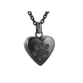 Heart shaped titanium steel cinerary casket necklace with polished finish in silver black gold and rose gold options