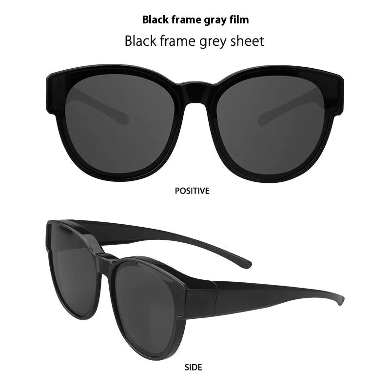 Women's TR polarised sunglasses with black frame and gray film lenses for outdoor sun protection and glare reduction