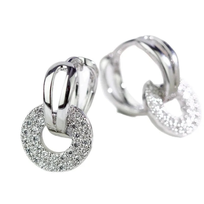 Fashion zircon earrings simple all-match women geometric copper gold platinum rose gold