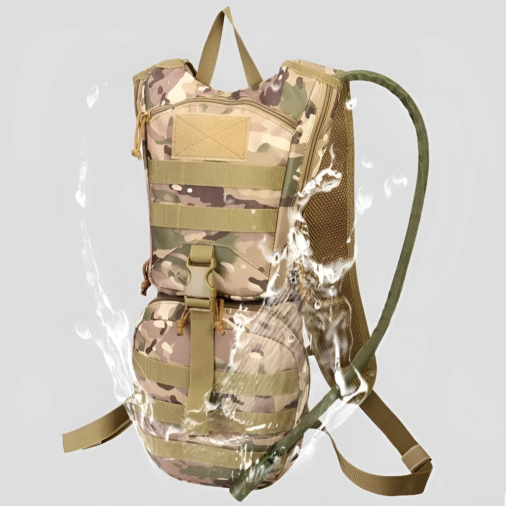 Multifunctional large capacity bicycle cycling tactical water bag in camouflage Oxford cloth with back plate