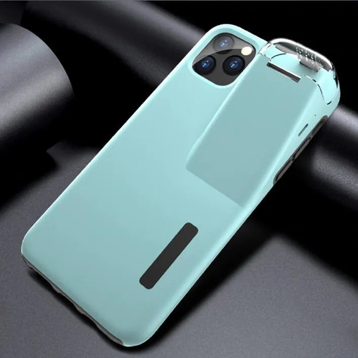 2-in-1 matte acrylic and silicone case cover for iPhone and AirPods charging case in black