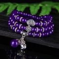 Natural purple chalcedony crystal bracelet women's ethnic style three circles