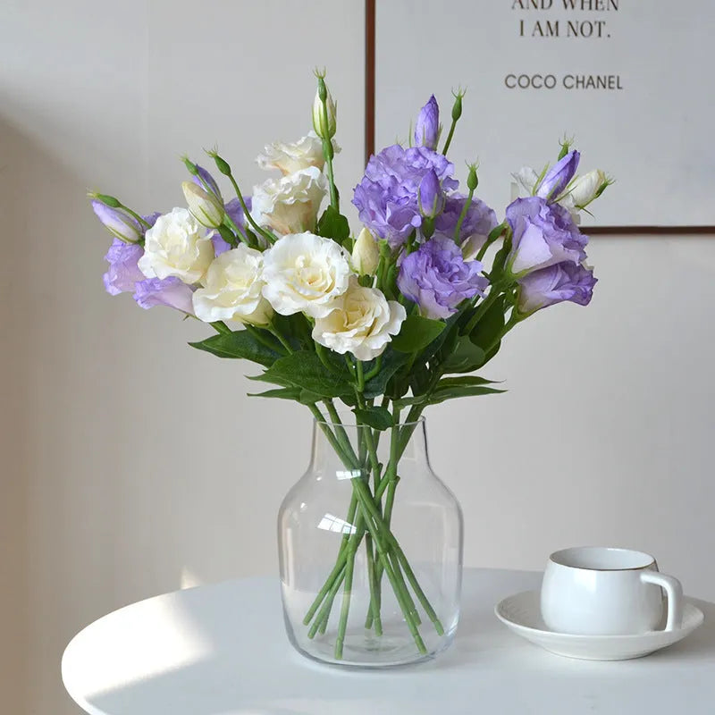 Artificial silk eustoma flower with three heads beige wedding home decoration