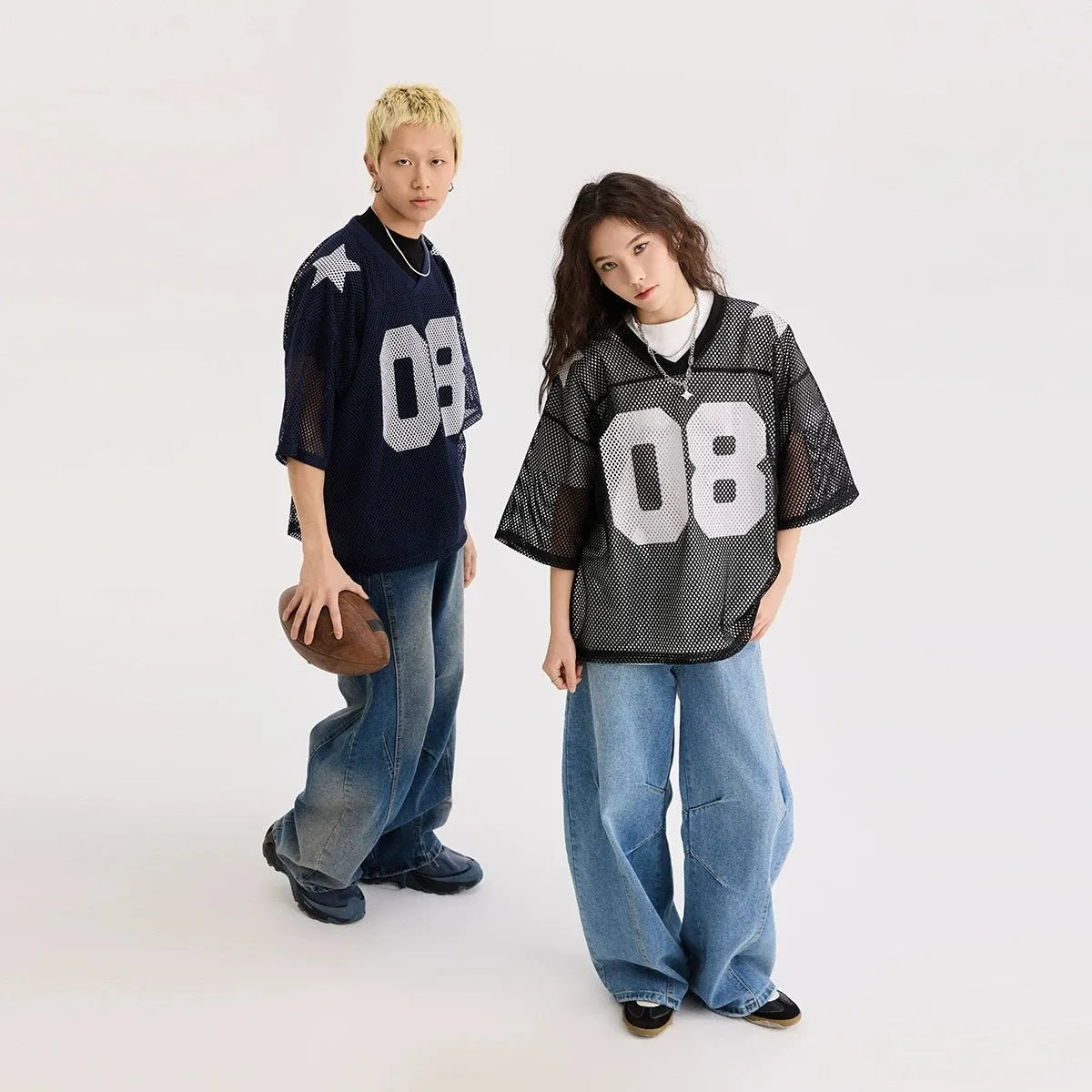 Half sleeve pullover shirt with letter pattern in black or navy blue