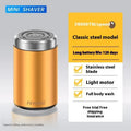 Mini fully washable portable men's electric shaver with six-leaf blade and brushless motor in black finish