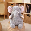 Lazy Series small gray elephant plush toy with soft fabric, 25cm height, on a white background
