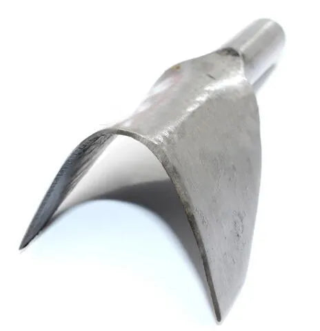 Six steel leather craft punch tools showing half-round and V-shaped profiles in sizes 15mm to 40mm