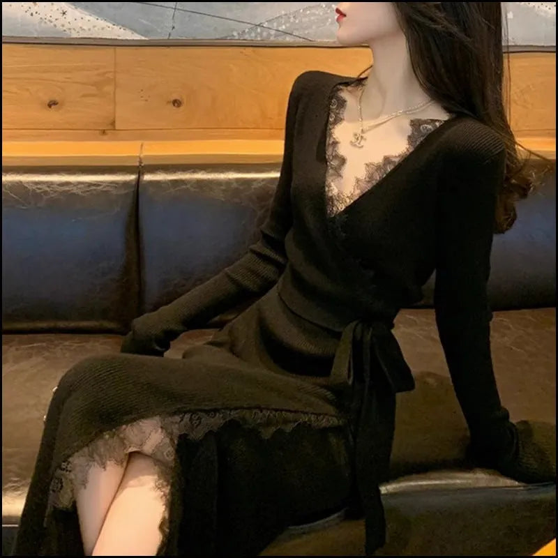 Black women's slim fit princess dress skirt made from polyester, shown on a model.