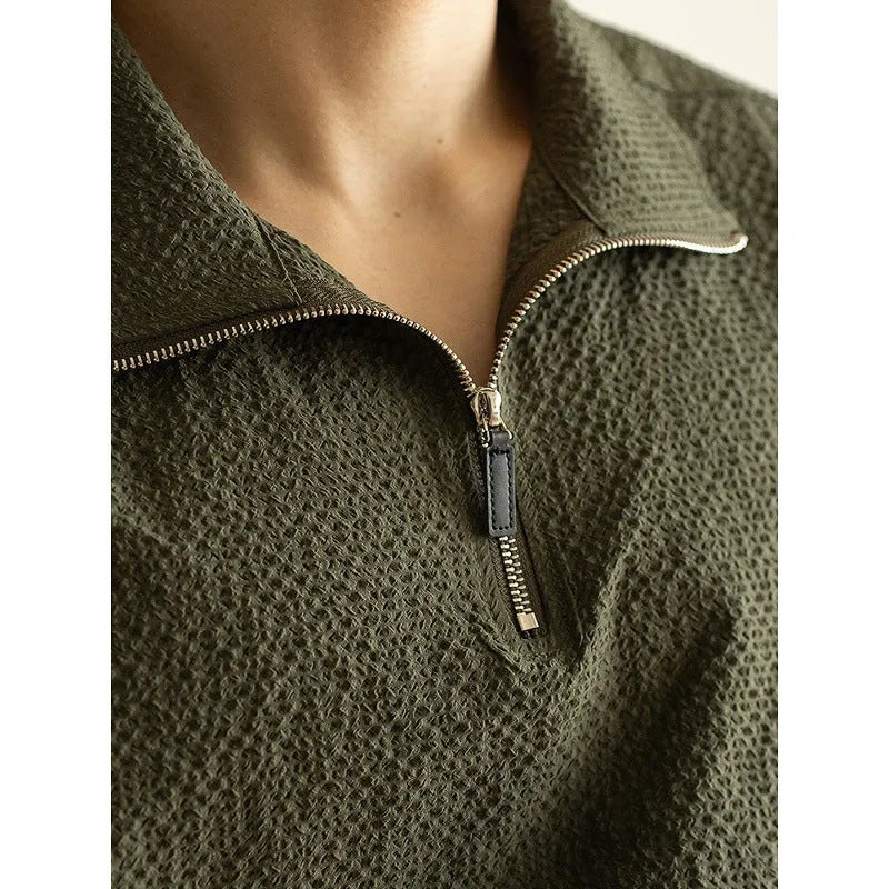 American quick-drying ice silk short sleeve t-shirt in cedar green, loose fit 100% polyester summer casual