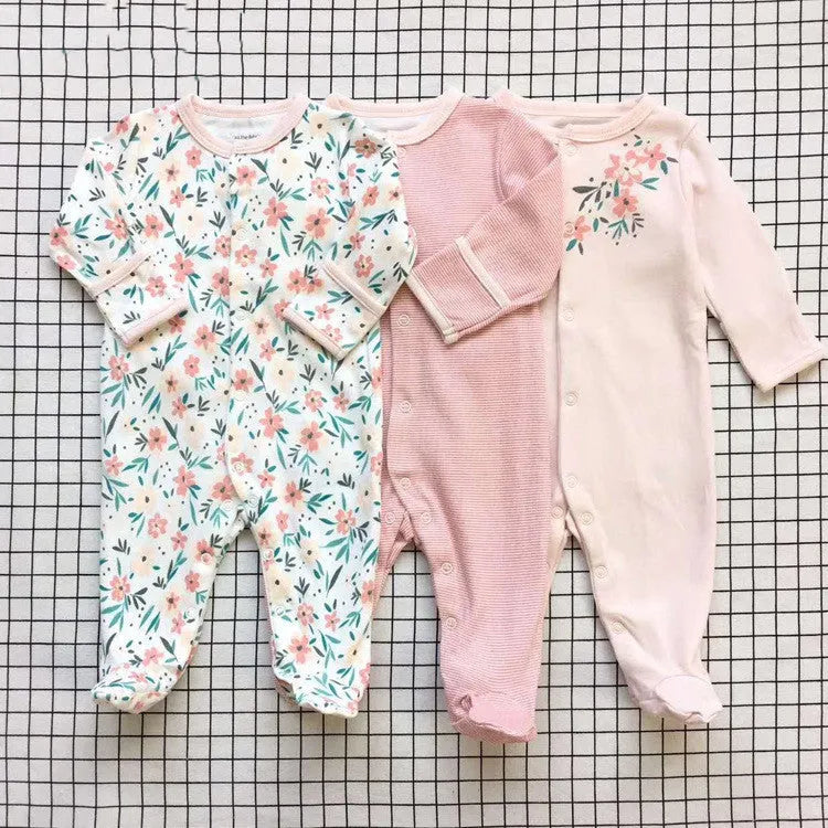 Baby crawling suit onesie in 100% cotton with soft treatment animal pattern for infants 1–3 years