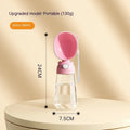 Portable dog water bottle and food container in yellow, pink, or brown colours for outdoor travel