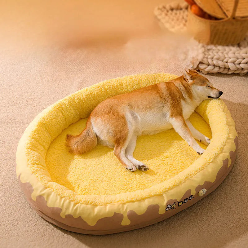 Warm gray pet bed with detachable double lining for small medium dogs cats