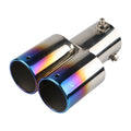 Universal car exhaust tail pipe in stainless steel, 145 mm, with a flat mouth and silver black finish