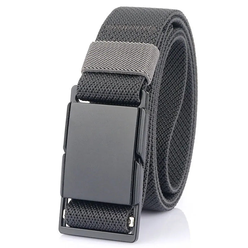 Metal magnetic buckle casual belt in polyester fibre with alloy buckle, available in five colours, 125cm length