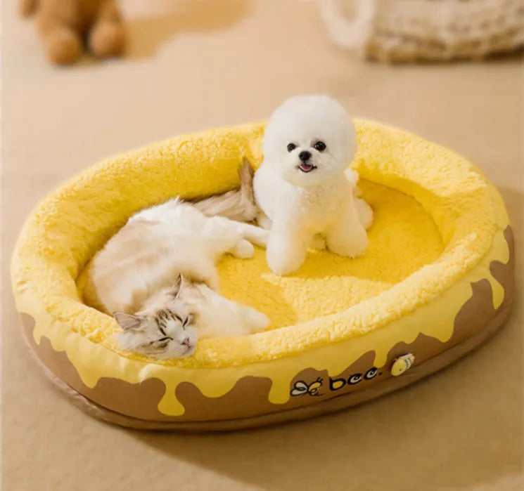 Warm gray pet bed with detachable double lining for small medium dogs cats