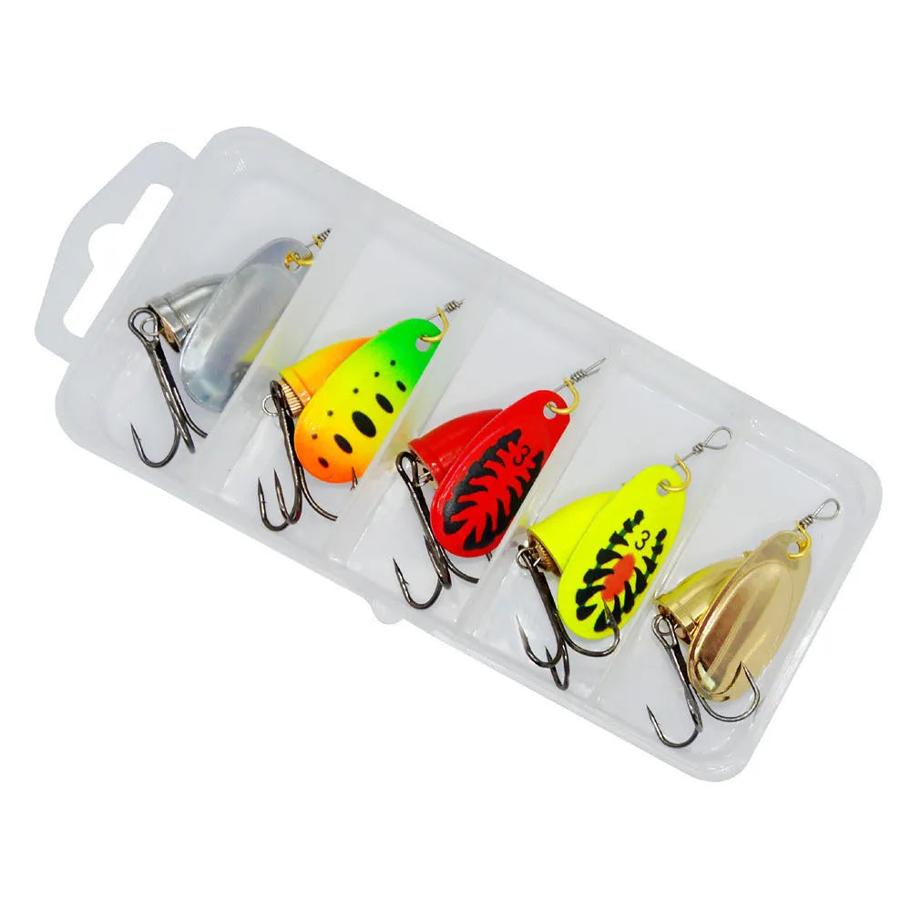 R composite rotating sequins copper bell fishing lure in seven colour options including yellow green and gold mesh