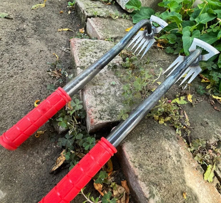 Alloy steel multi-function dual-purpose gardening hoe rake with teeth for digging and weeding
