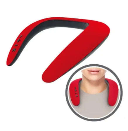 Neck-mounted U-shaped bib Bluetooth sports running speaker in blue with 1200mAh battery