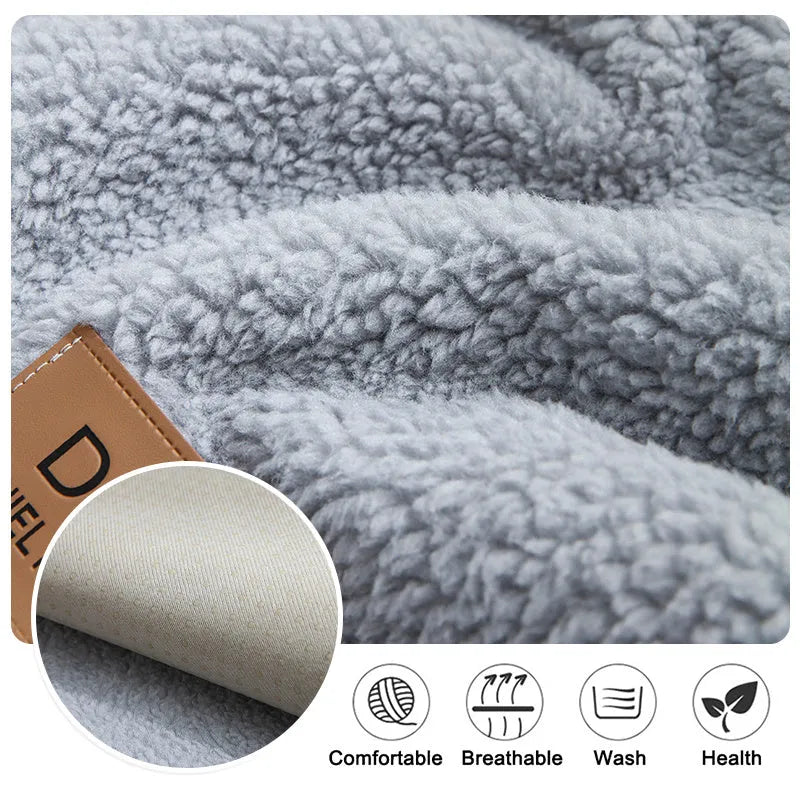 Modern solid colour thicken plush sofa cover with anti-slip backing, lamb velvet texture, beige colour
