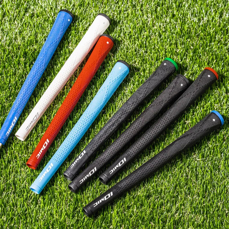 A single TPE golf club grip in a choice of colours including pink, red, blue, white, and black combinations.