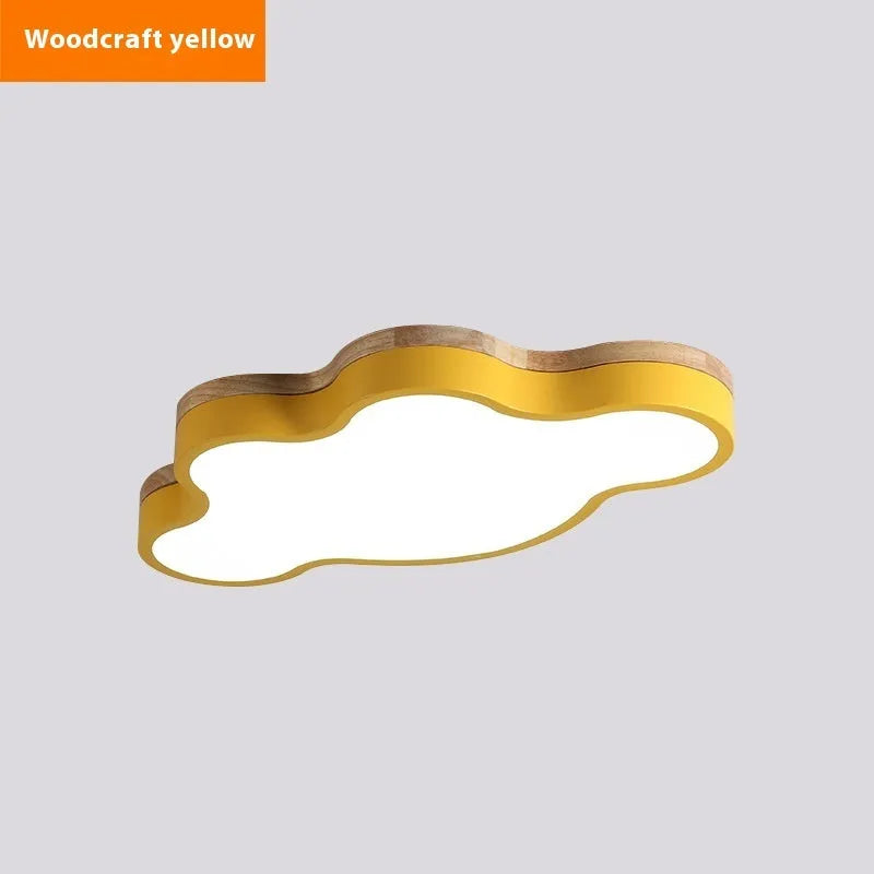 Modern simplicity cloud ceiling lamp with wooden-effect finish, 50x25cm or 63x35cm, LED white warm tri colour dimmable