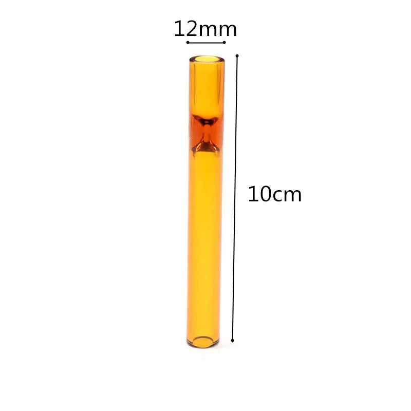 Telescopic glass smoke pipe with clear straight suction nozzle in transparent style