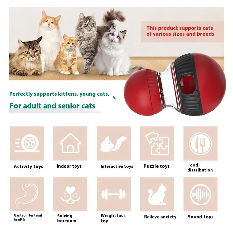 Plastic rotating cat toy with food dropping ball and sound super ball