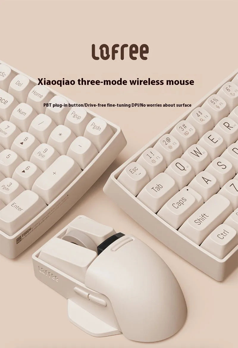 Xiaoqiao Tofu coloured wireless mouse with ergonomic shape on a desk