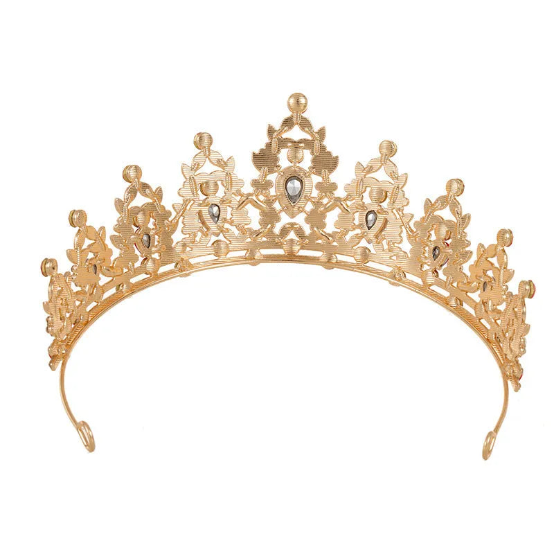 Baroque bride headdress crown with rhinestone detailing in silver and gold colour options