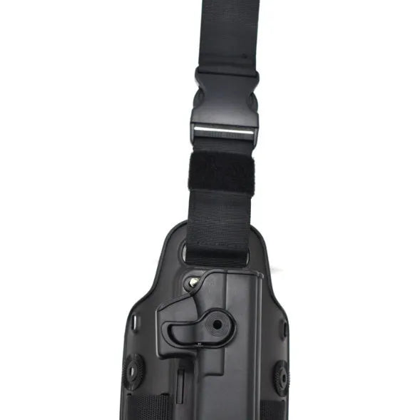 Hanging leg tactical waist plate quick pull plastic holster in black, green, and khaki solid colours