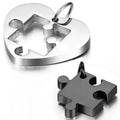 Stainless steel love puzzle pendant necklace for couples in silver finish – 52mm heart shape
