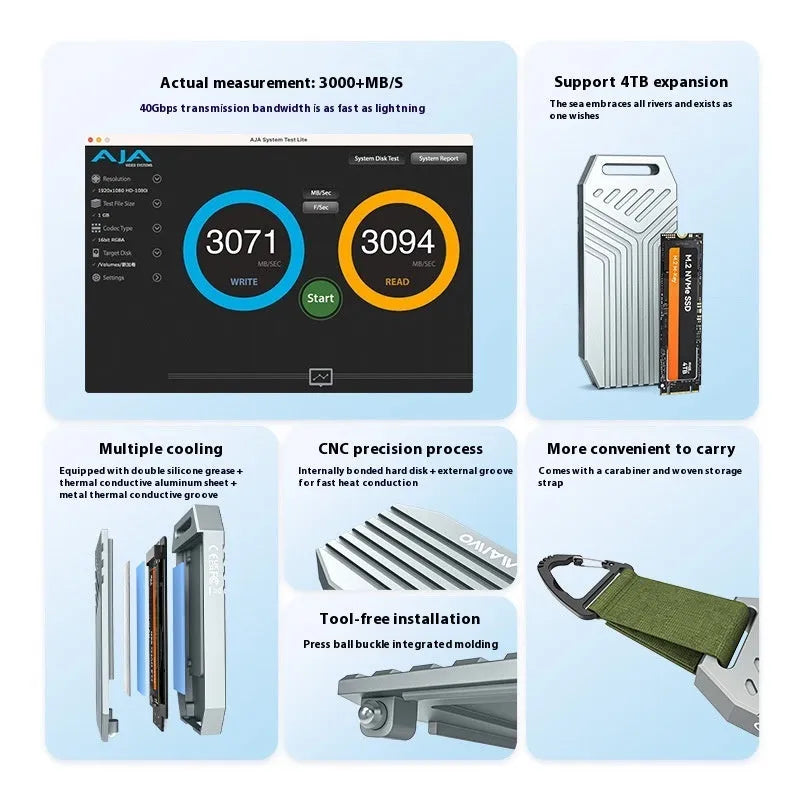 Thunderbolt 4 external SSD enclosure in aluminium alloy case with optional cooling fan