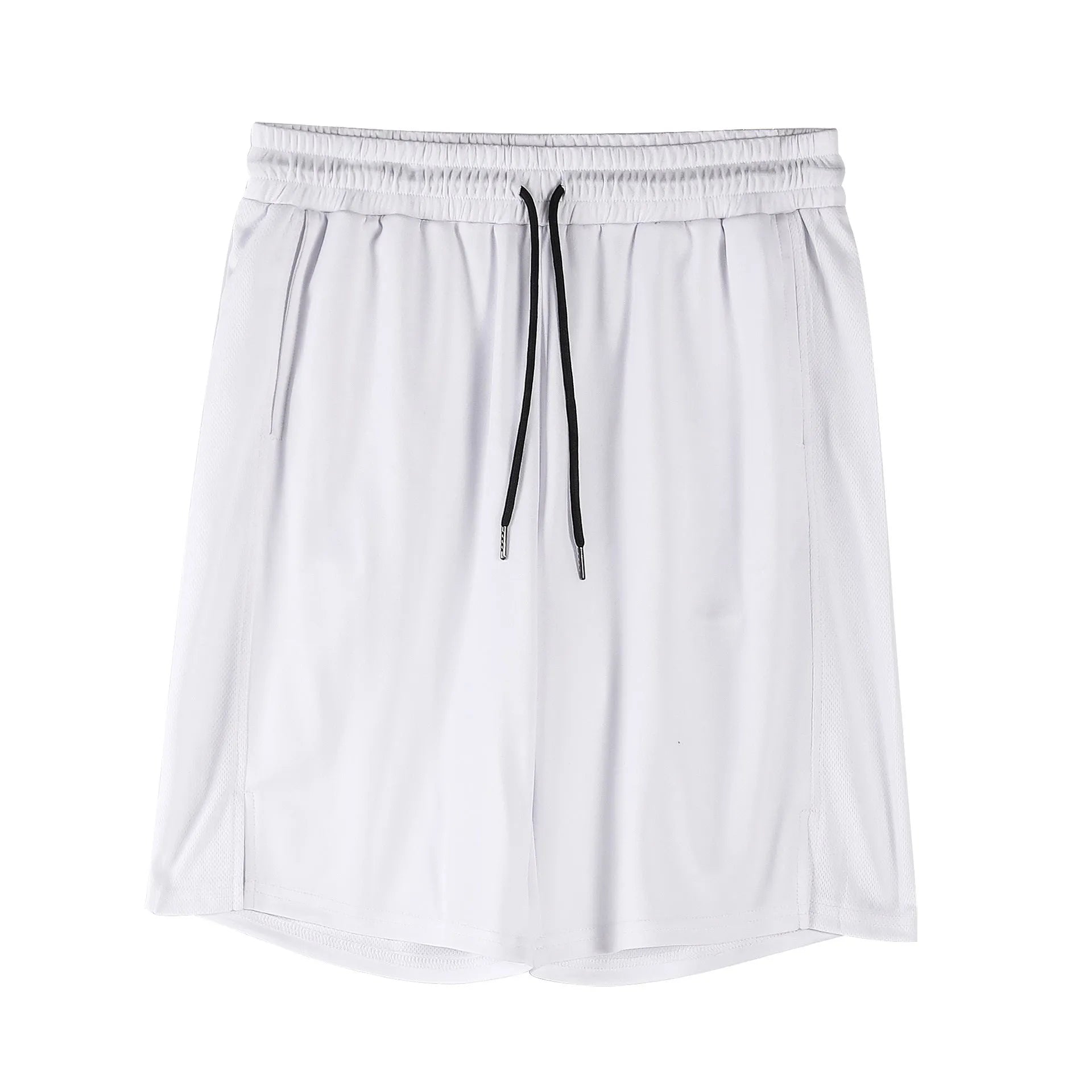 Men's black quick-drying mesh shorts with elastic waistband and loose fit for sports casual wear
