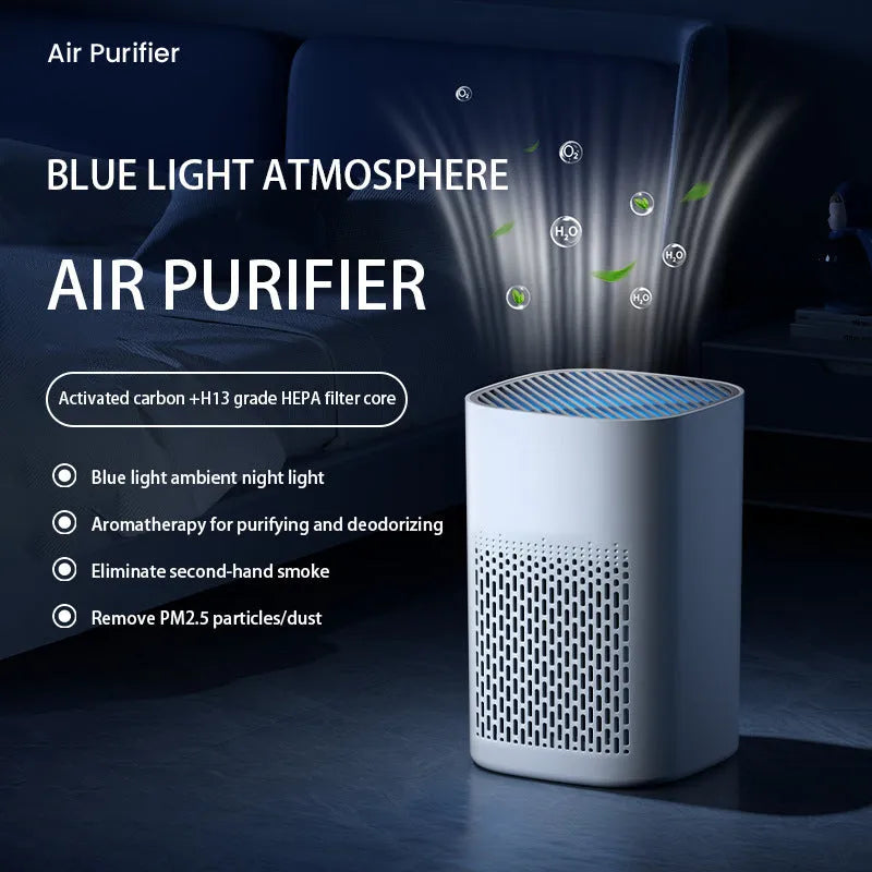 USB-powered desktop air purifier with panel heating for small rooms under 10 square metres