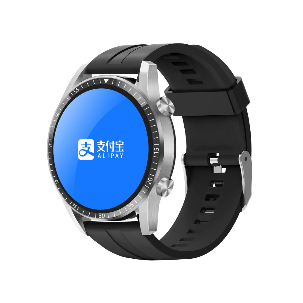 Round smart watch with aluminium alloy shell and TFT screen in black colour option