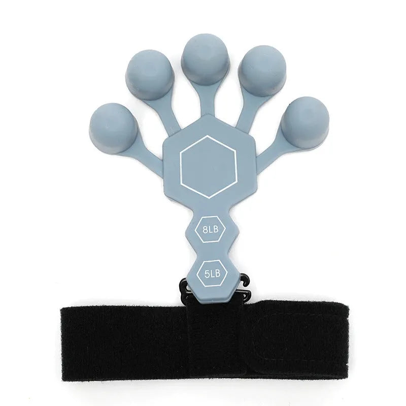 Men's silicone 5-finger rehabilitation power shooting brace hand trainer in black