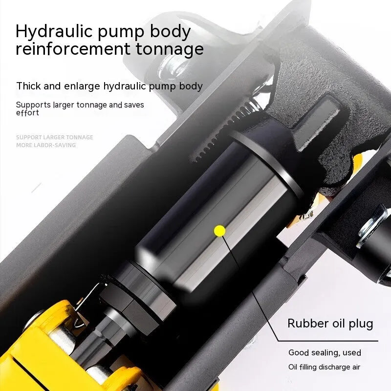 Horizontal low profile hydraulic car jack with handle, for tyre changes, 2.5T or 3T capacity