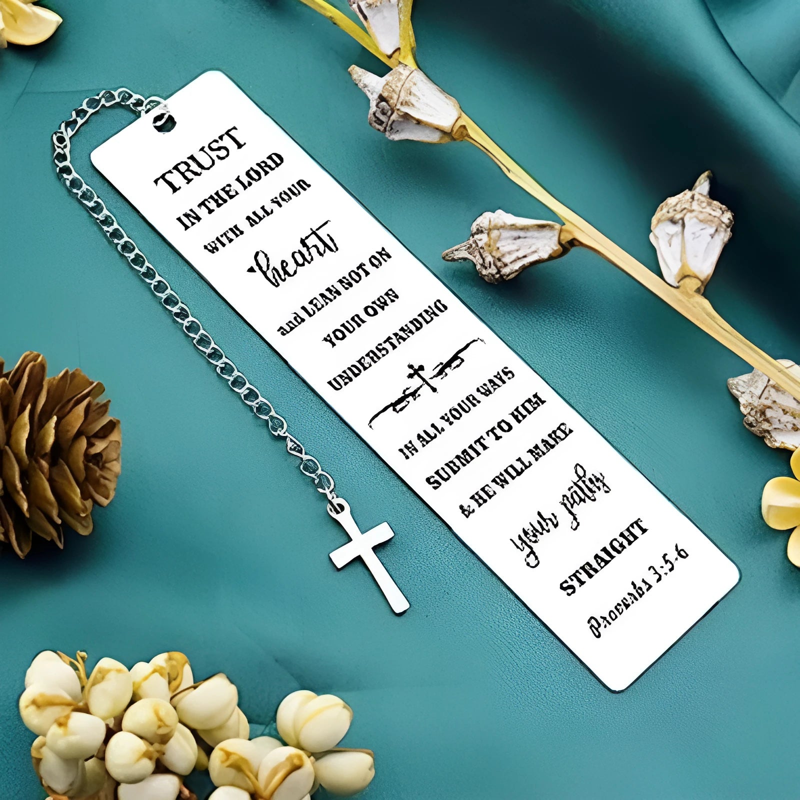 Stainless steel bookmark with Family Bible verse in CFS5170 steel colour.