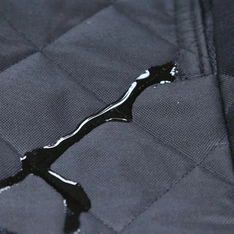 Black Oxford cloth car pet mat measuring 135x120cm with zipper fastening for rear seat protection