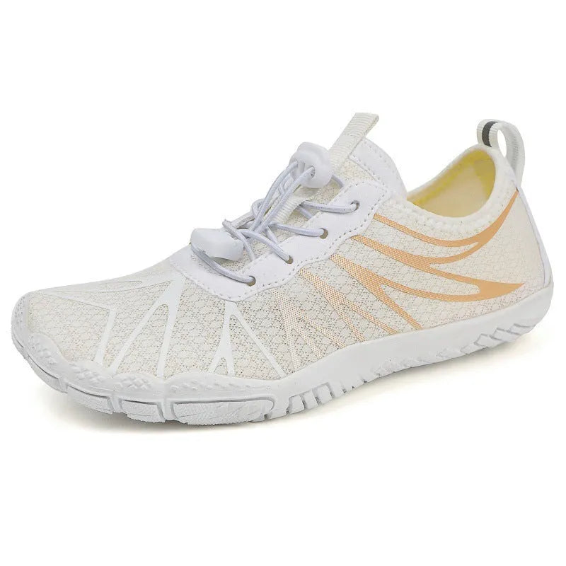 Breathable non-slip men women sports fitness running shoes with rubber sole and front lace-up fastening