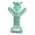 Large plush dog toy in Hippo or Monkey design with a handle for tug-of-war.