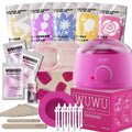 Professional 52-piece waxing kit with wax warmer, hard wax beans, application sticks and post-treatment products