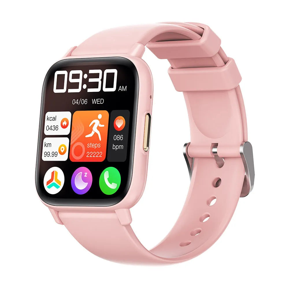 Smart watch with blood glucose heart rate blood oxygen body temperature monitoring waterproof TFT screen black pink