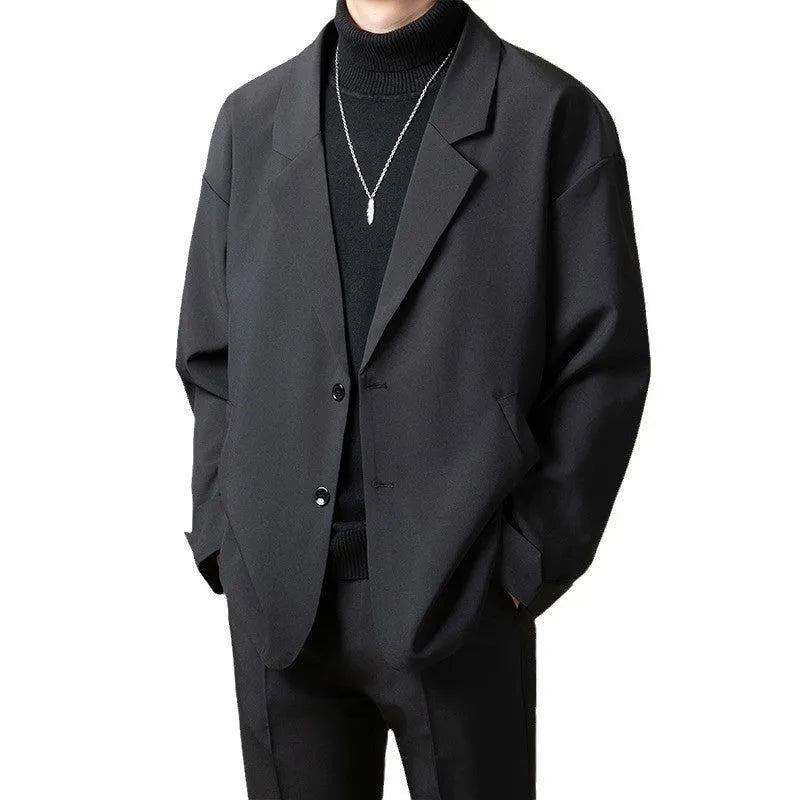 Men's loose fit casual jacket in a light business style, shown in apricot colour.