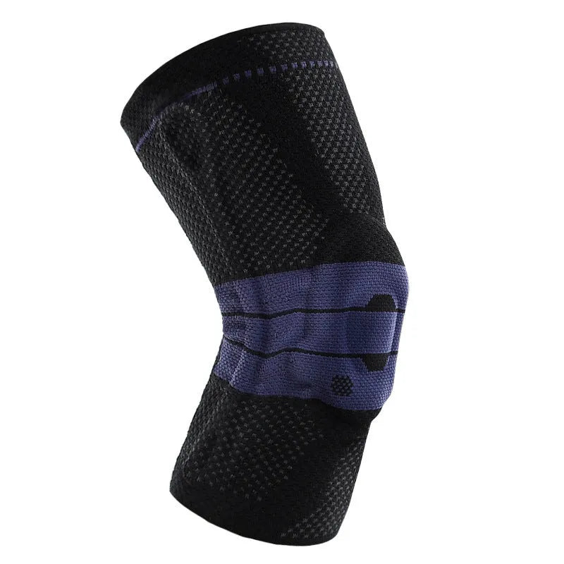 Black and blue nylon spandex basketball sports kneecaps for adults running and fitness