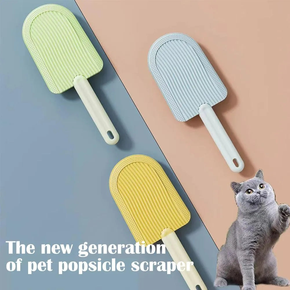 Green soft silicone pet hair brush 200 by 75 mm for cats and dogs foldable design