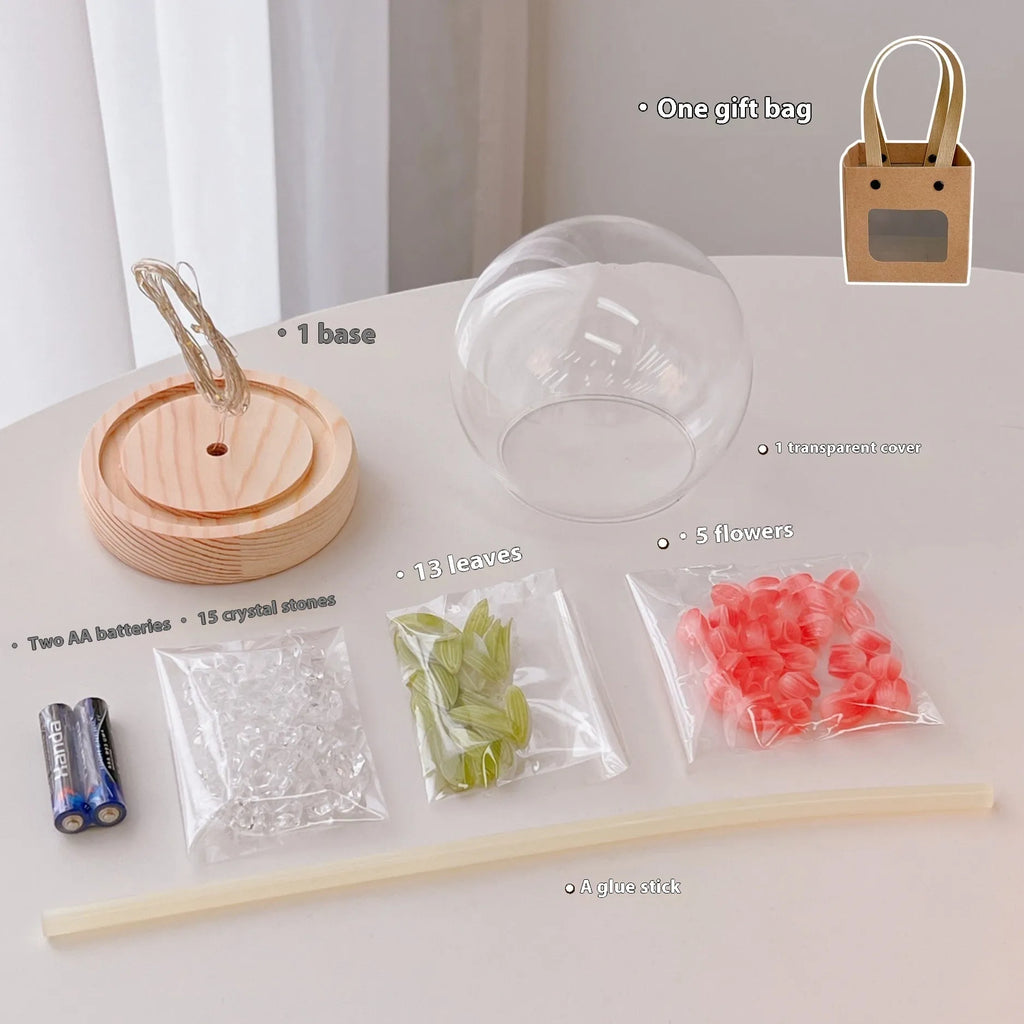 LED tulip artificial flower small night lamp battery-powered 1W pink DIY material package